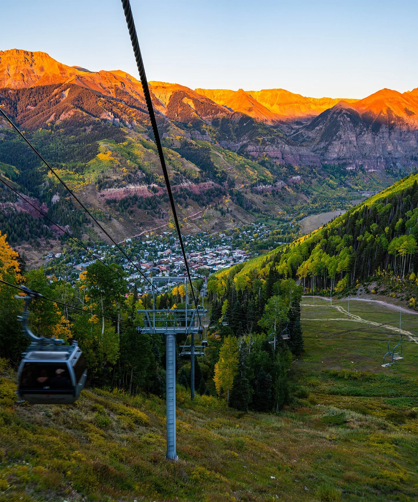Telluride Gondola Alpenglow, fine art landscape photograph by Sam Groth