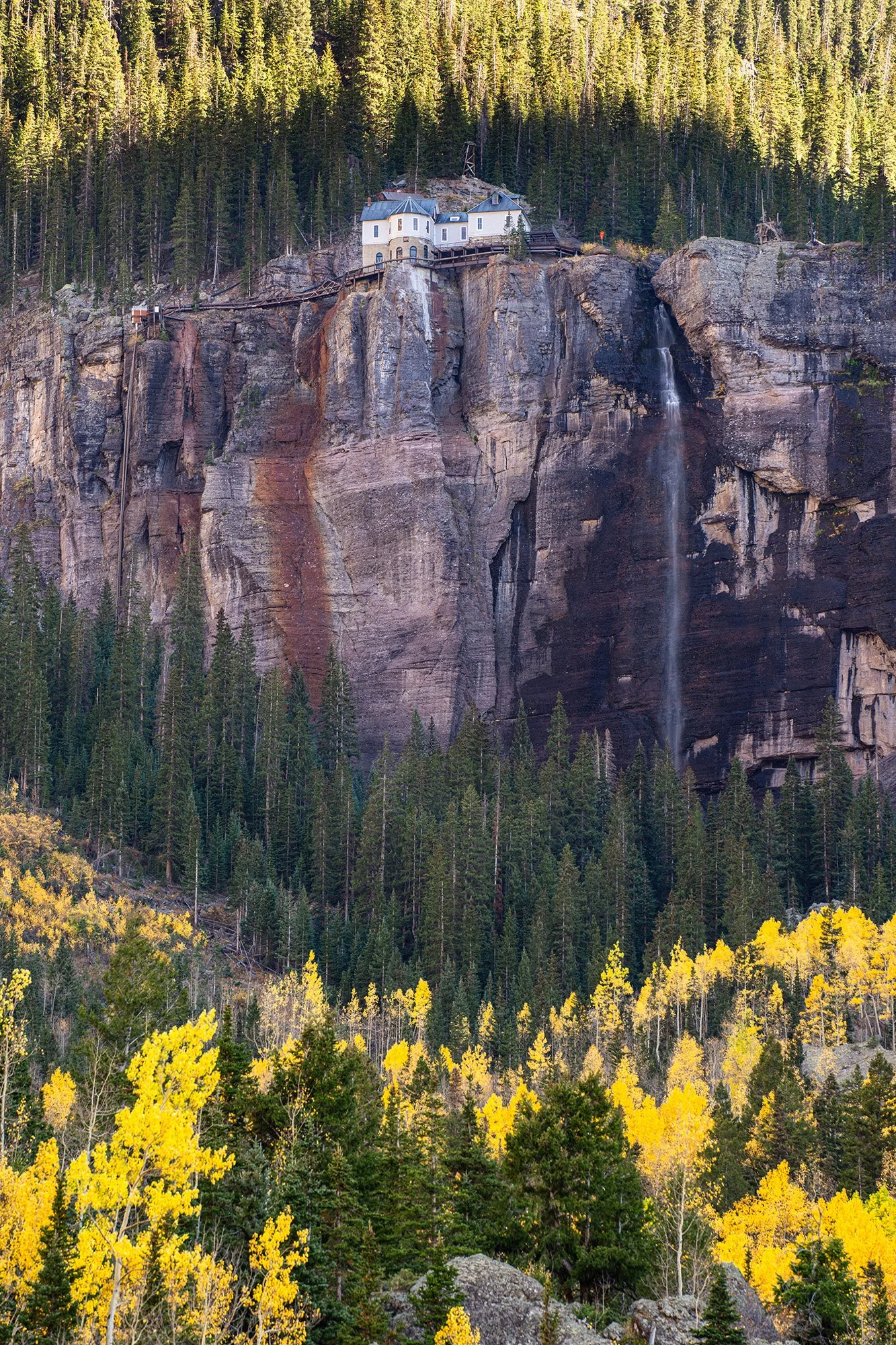 Bridal Veil Falls with Golden Aspens, fine art landscape photograph by Sam Groth